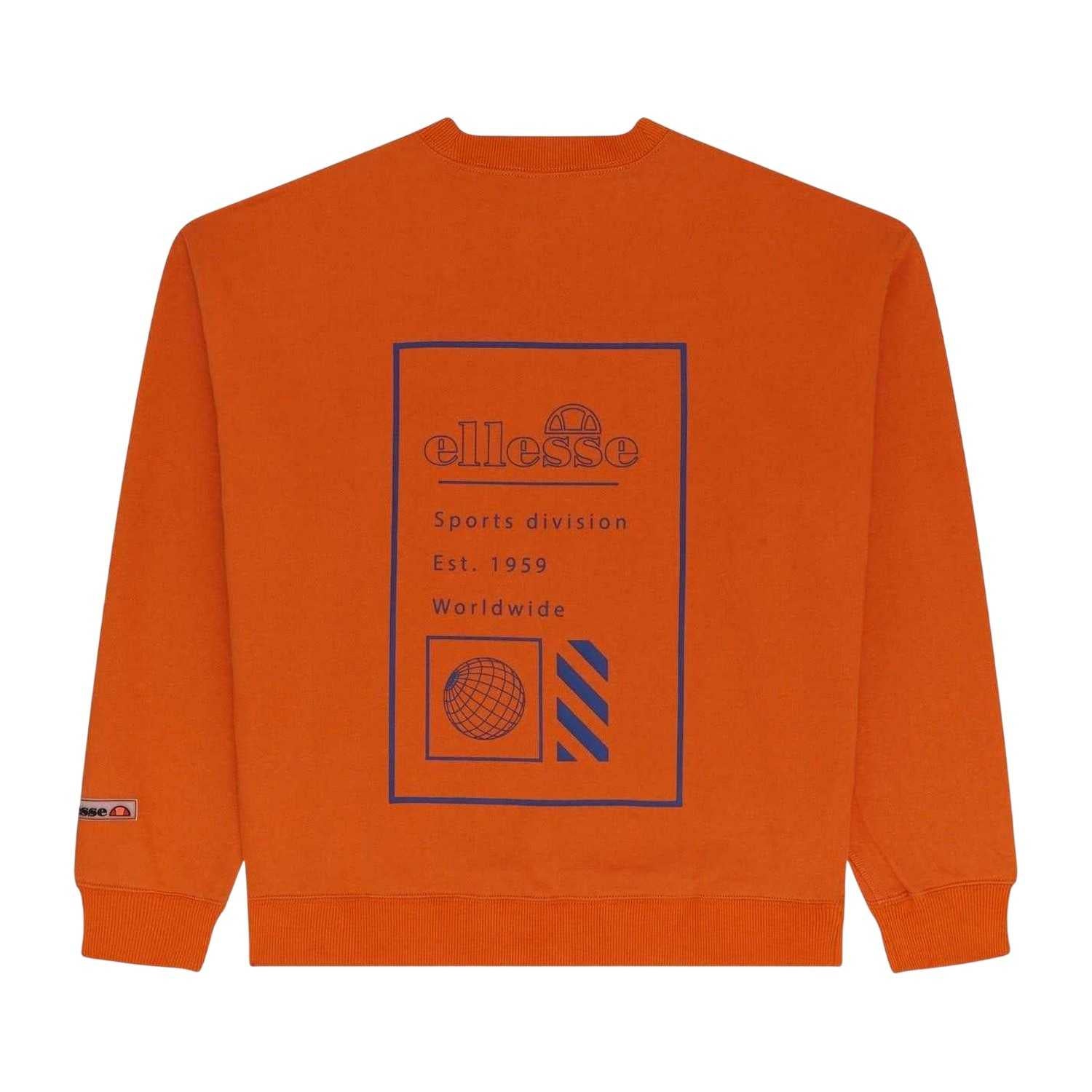 Orange - Back - Ellesse Mens Logo Ribbed Collar Long-Sleeved Sweatshirt