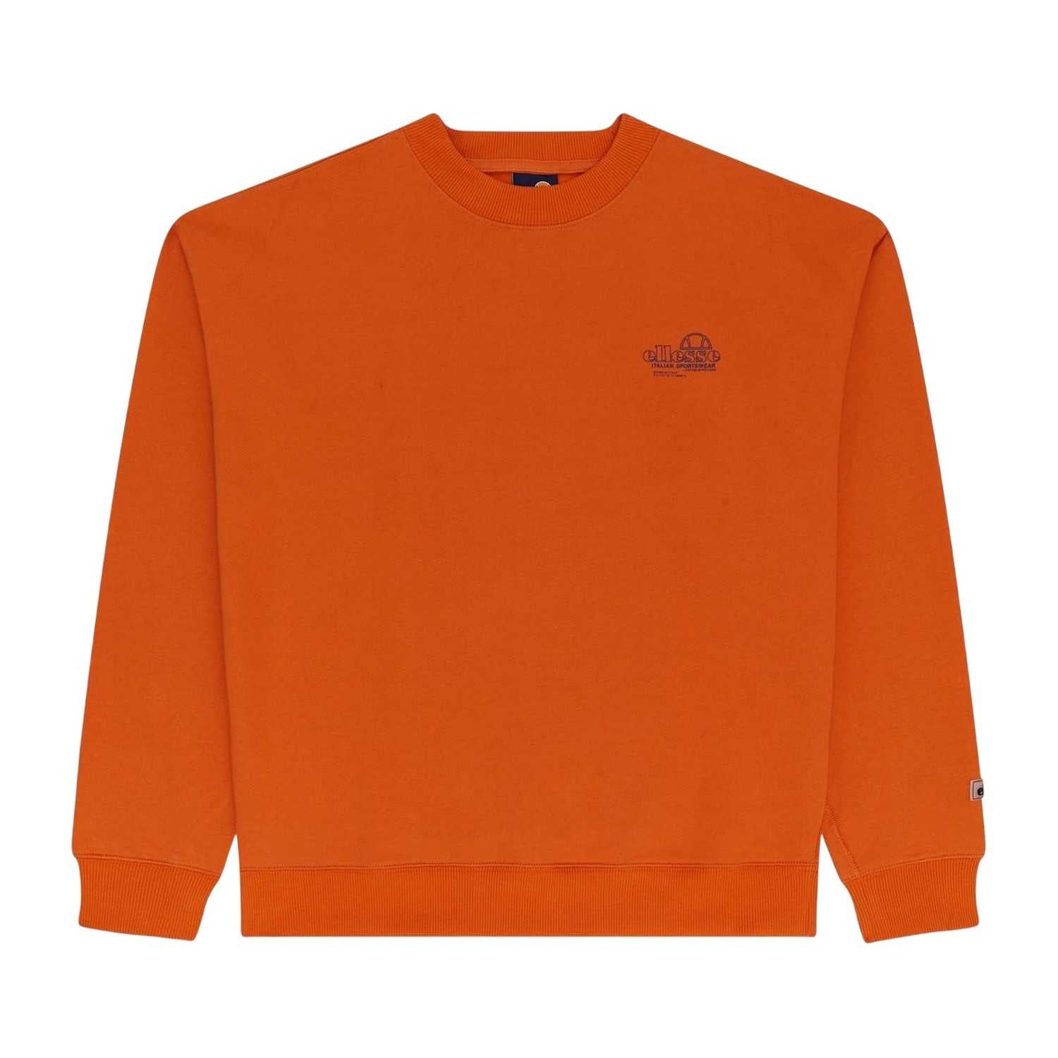 Orange - Front - Ellesse Mens Logo Ribbed Collar Long-Sleeved Sweatshirt