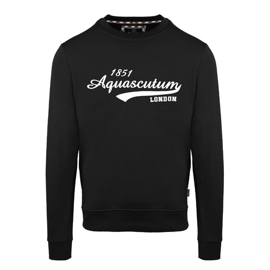 Black - Front - Aquascutum Unisex Adult Logo Ribbed Regular Long-Sleeved Sweatshirt
