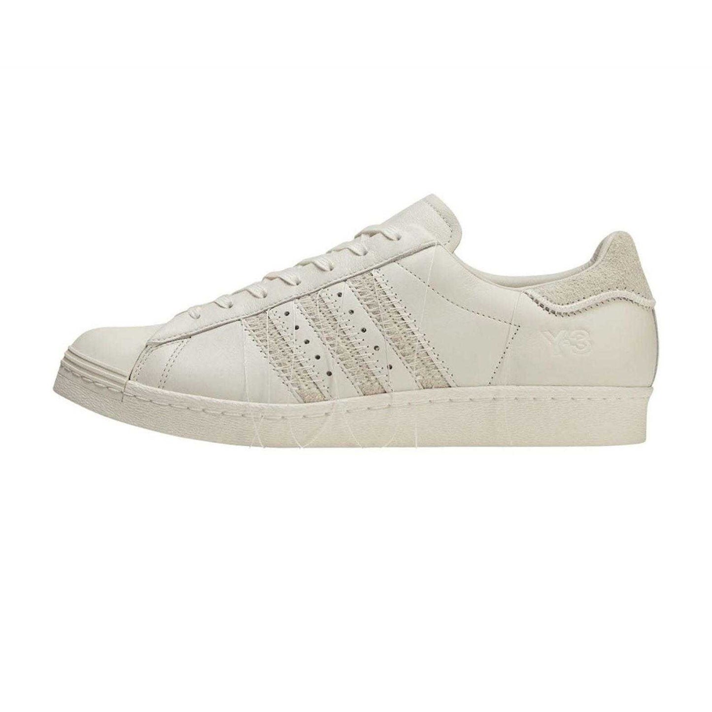 Off White - Back - Y-3 Womens-Ladies Superstar Leather Trainers