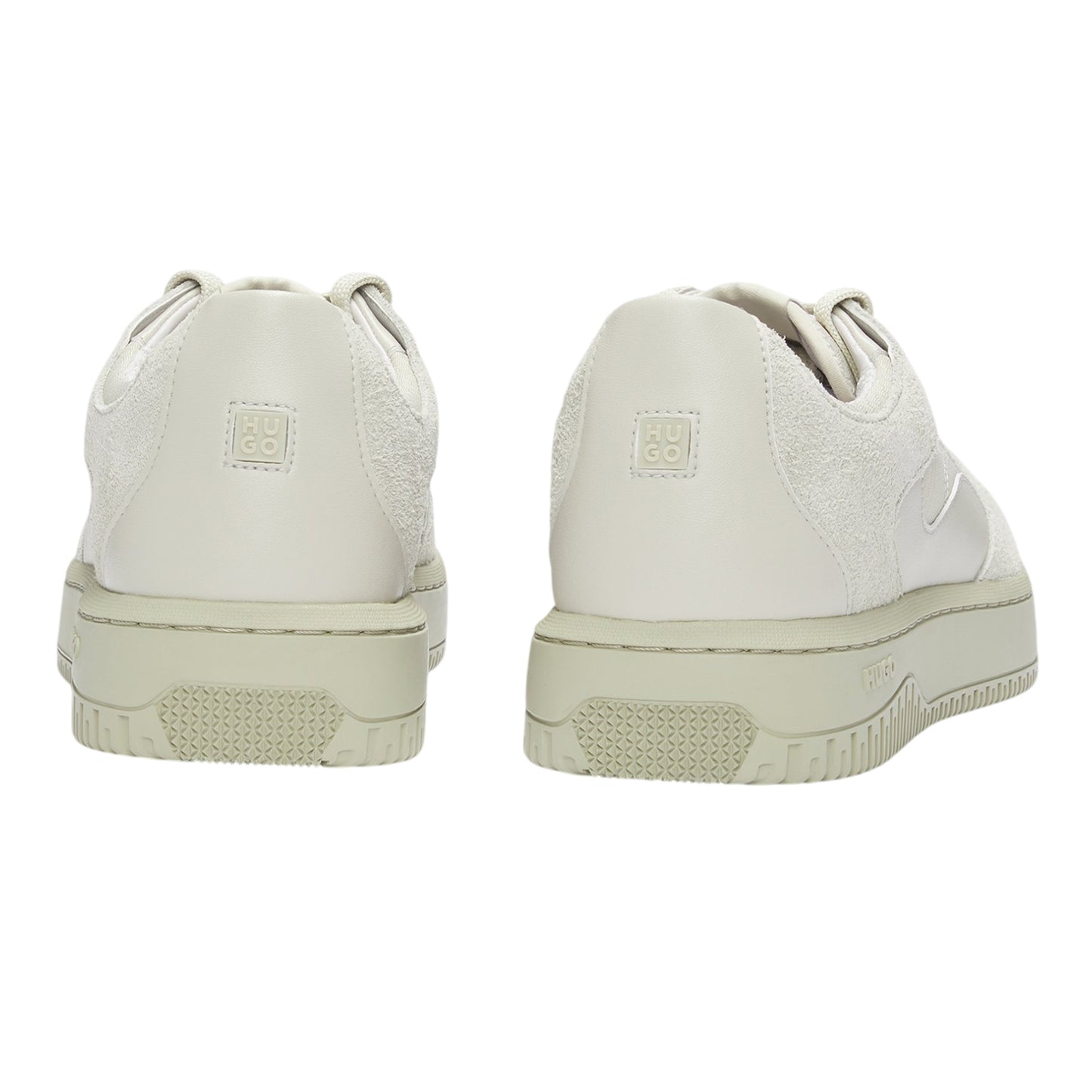 Light Beige - Back - Hugo Mens Leather Low Tennis Trainers