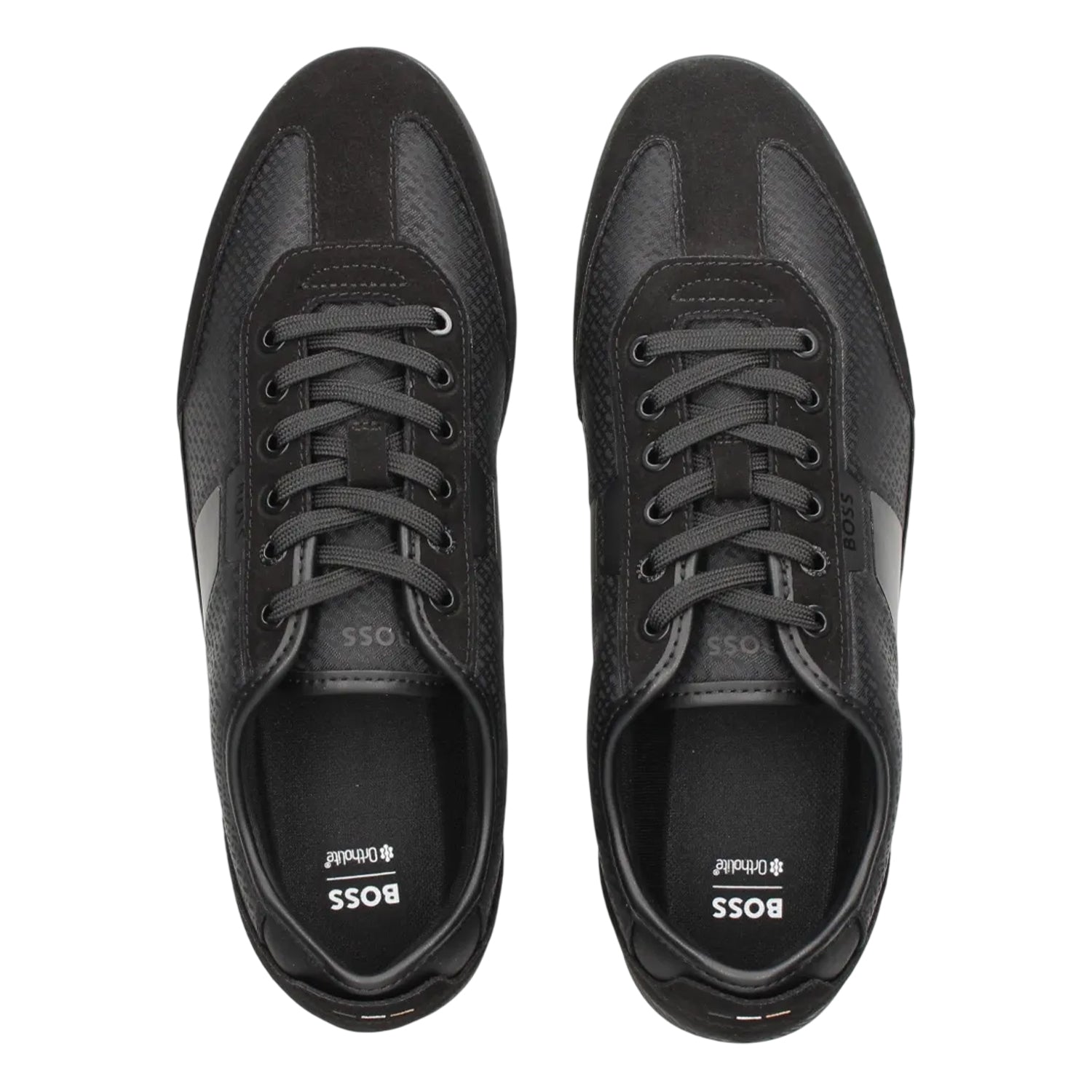 Black - Side - Boss Mens Suede Trainers