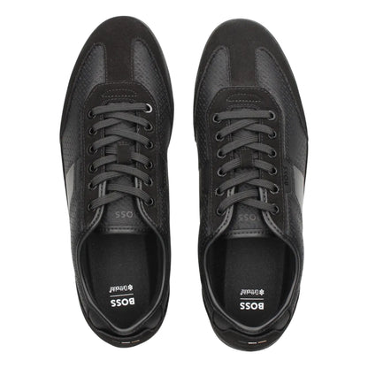 Black - Side - Boss Mens Suede Trainers