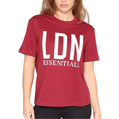 Burgundy - Side - Blank Essentials Womens-Ladies London Oversized T-Shirt