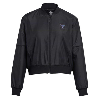 Black - Front - Under Armour Womens-Ladies Collared Relaxed Fit Bomber Jacket