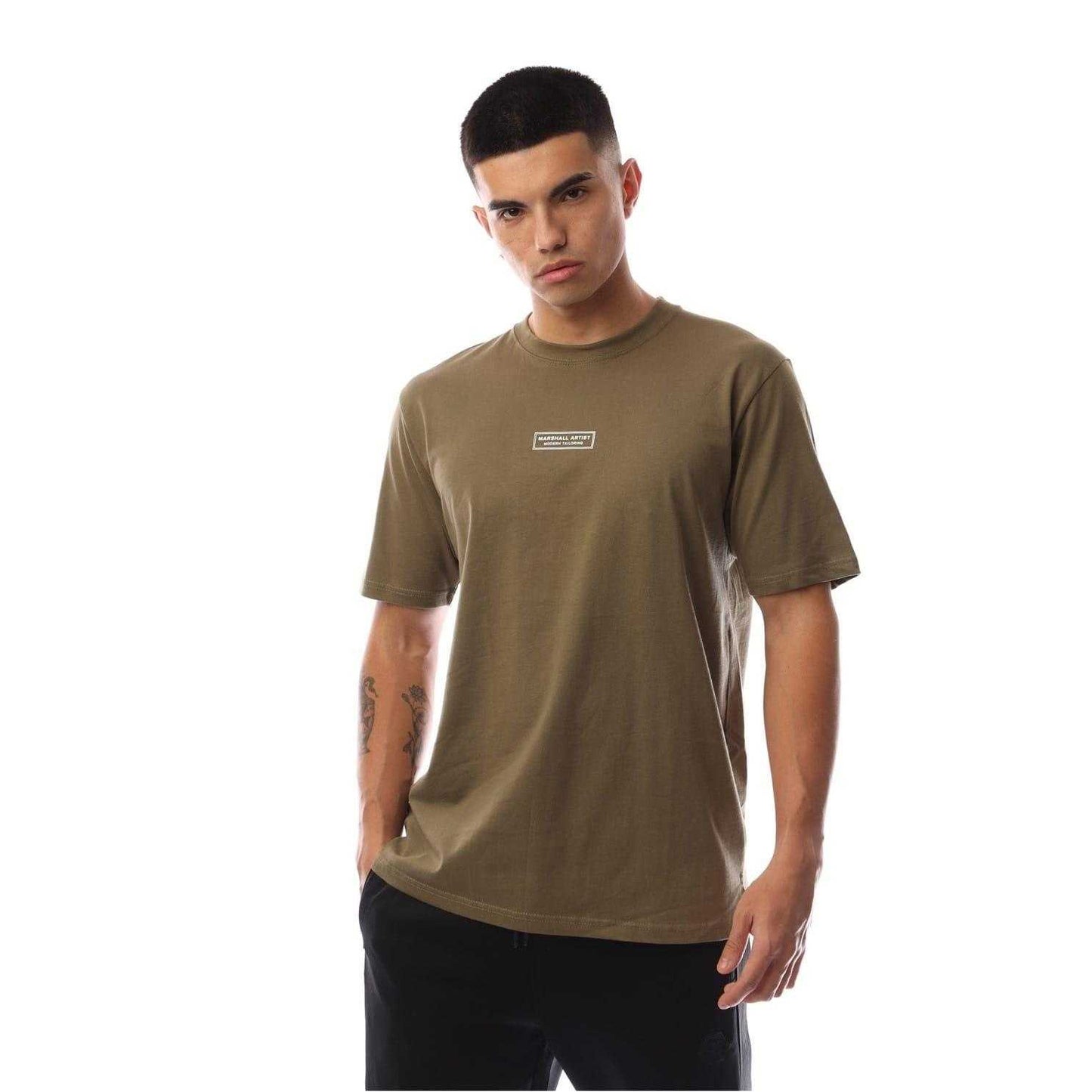Khaki - Front - Marshall Artist Mens Logo Crew Neck T-Shirt