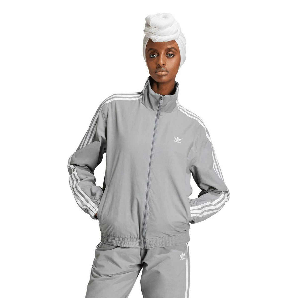 Grey - Front - Adidas Mens Originals 3 Stripes Regular Track Jacket