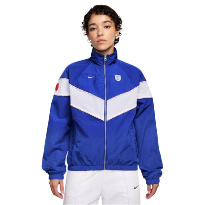 Blue-White - Front - Nike Womens-Ladies England Woven Jacket