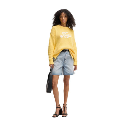 Yellow - Lifestyle - Hugo Womens-Ladies Sareedi Lettering Oversized Sweatshirt