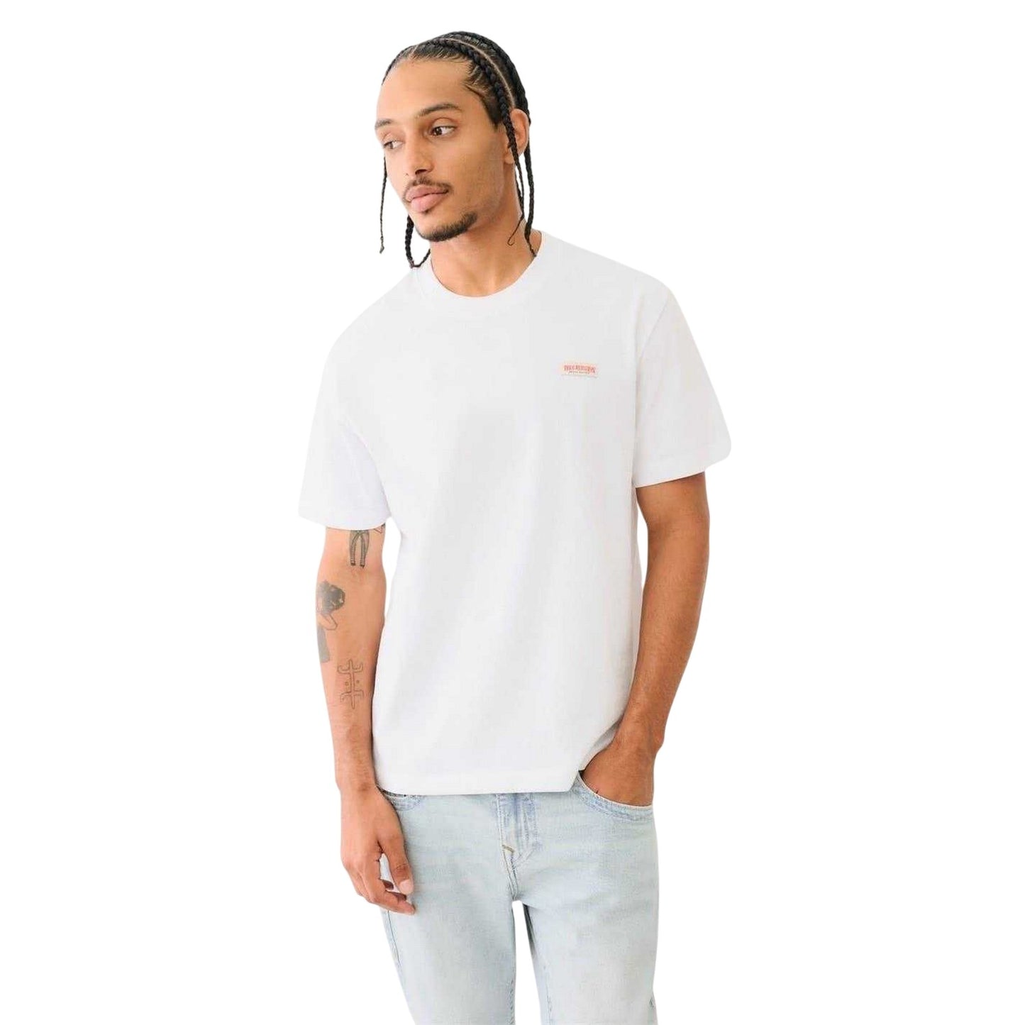 White - Front - True Religion Mens Cotton T-Shirt