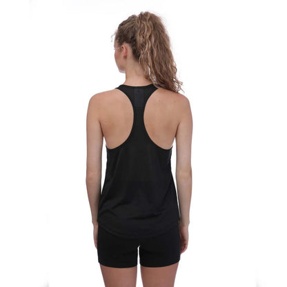 Black - Back - Reebok Womens-Ladies Mesh Back Workout Tank Top