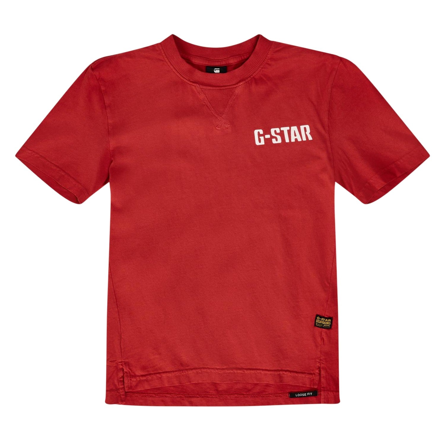 Red - Front - G-Star Childrens-Kids Nifous Logo Crew Neck T-Shirt