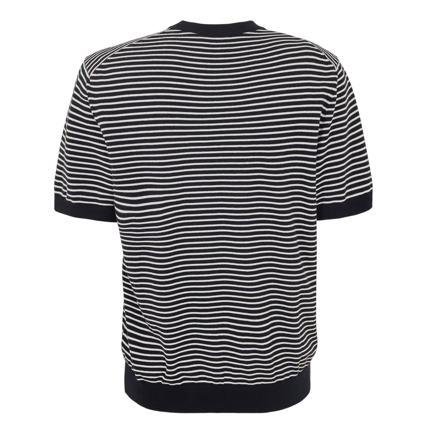 Dark Blue - Back - Boss Mens Kanache Striped Crew Neck Short-Sleeved Sweatshirt
