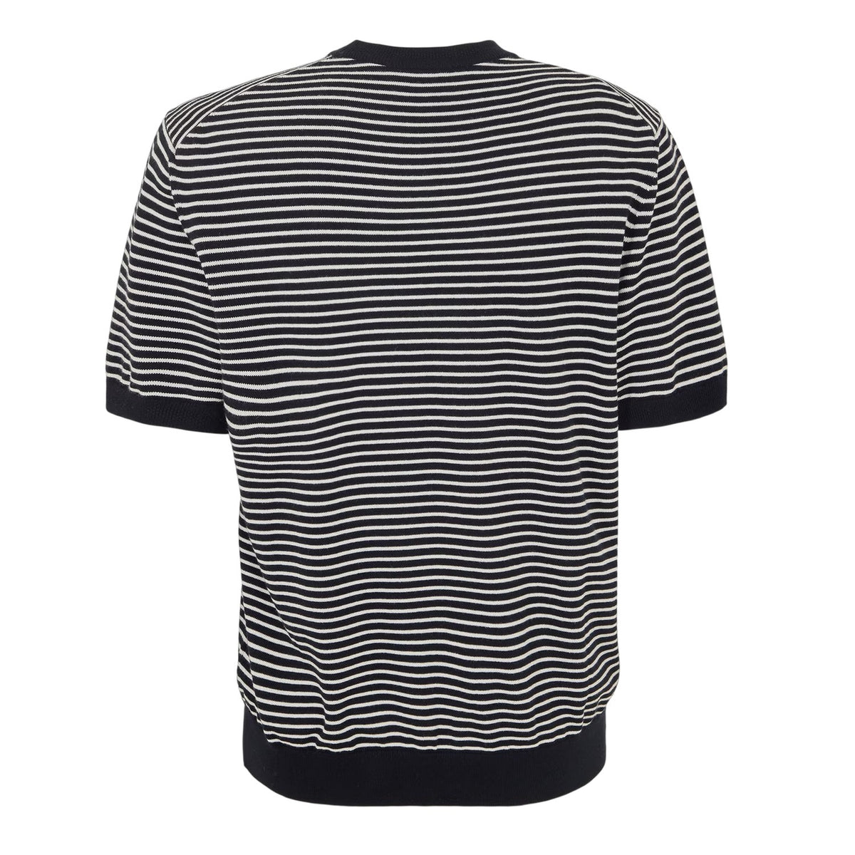 Dark Blue - Back - Boss Mens Kanache Striped Crew Neck Short-Sleeved Sweatshirt