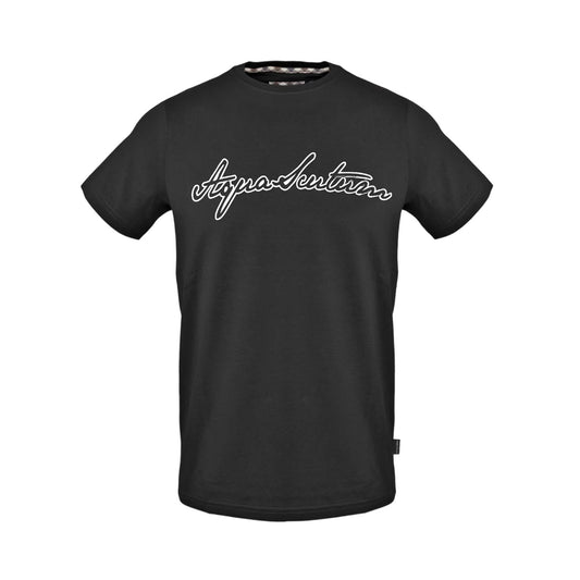 Black - Front - Aquascutum Unisex Adult Logo Crew Neck T-Shirt