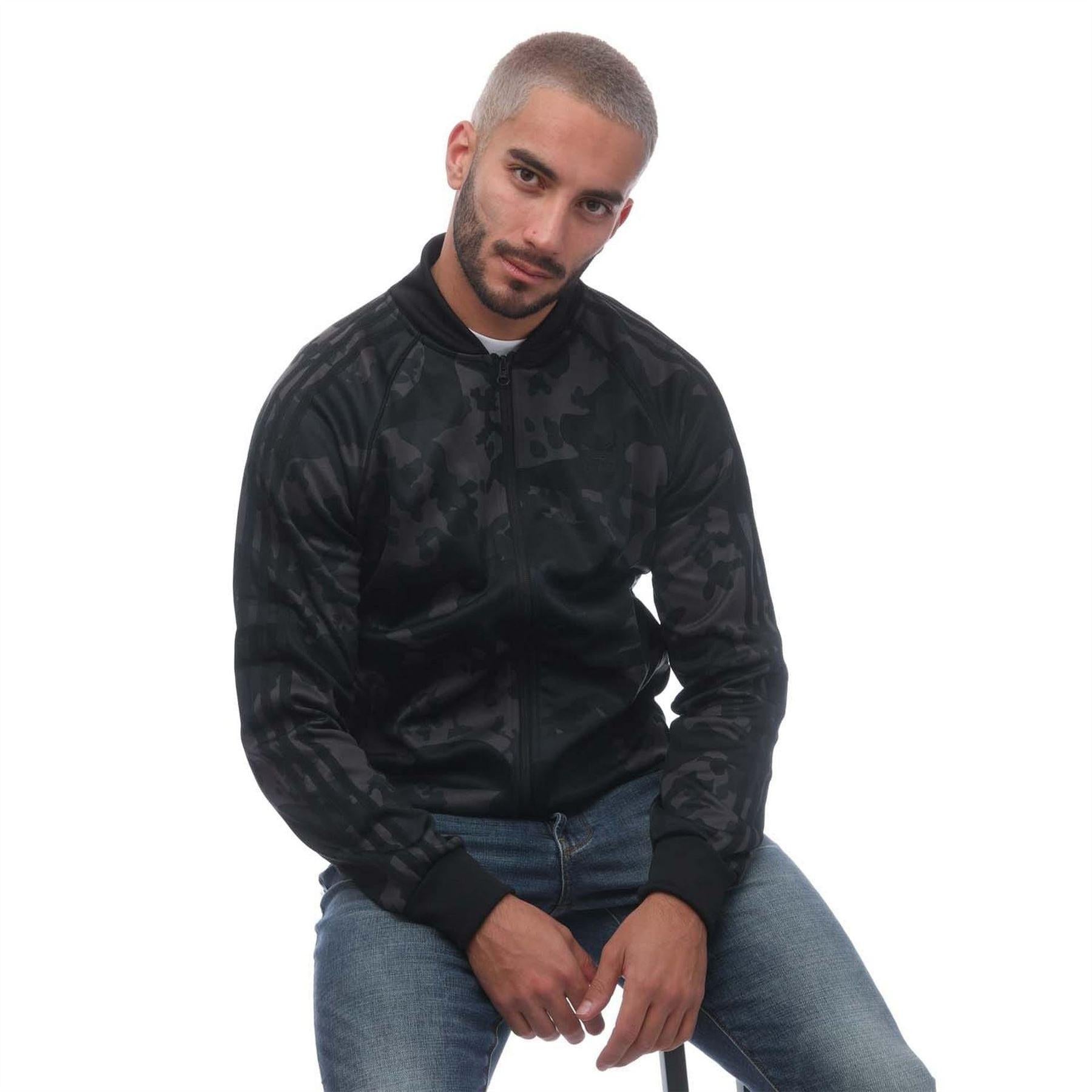Black - Side - Adidas Mens SSTR Camouflage Slim Track Top