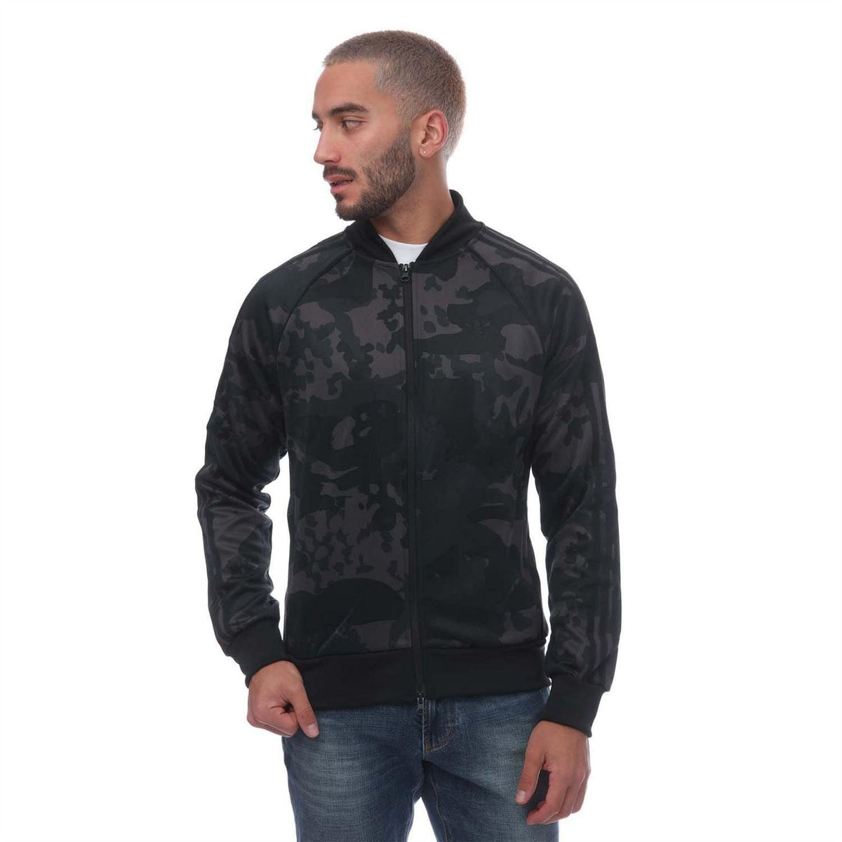 Black - Front - Adidas Mens SSTR Camouflage Slim Track Top