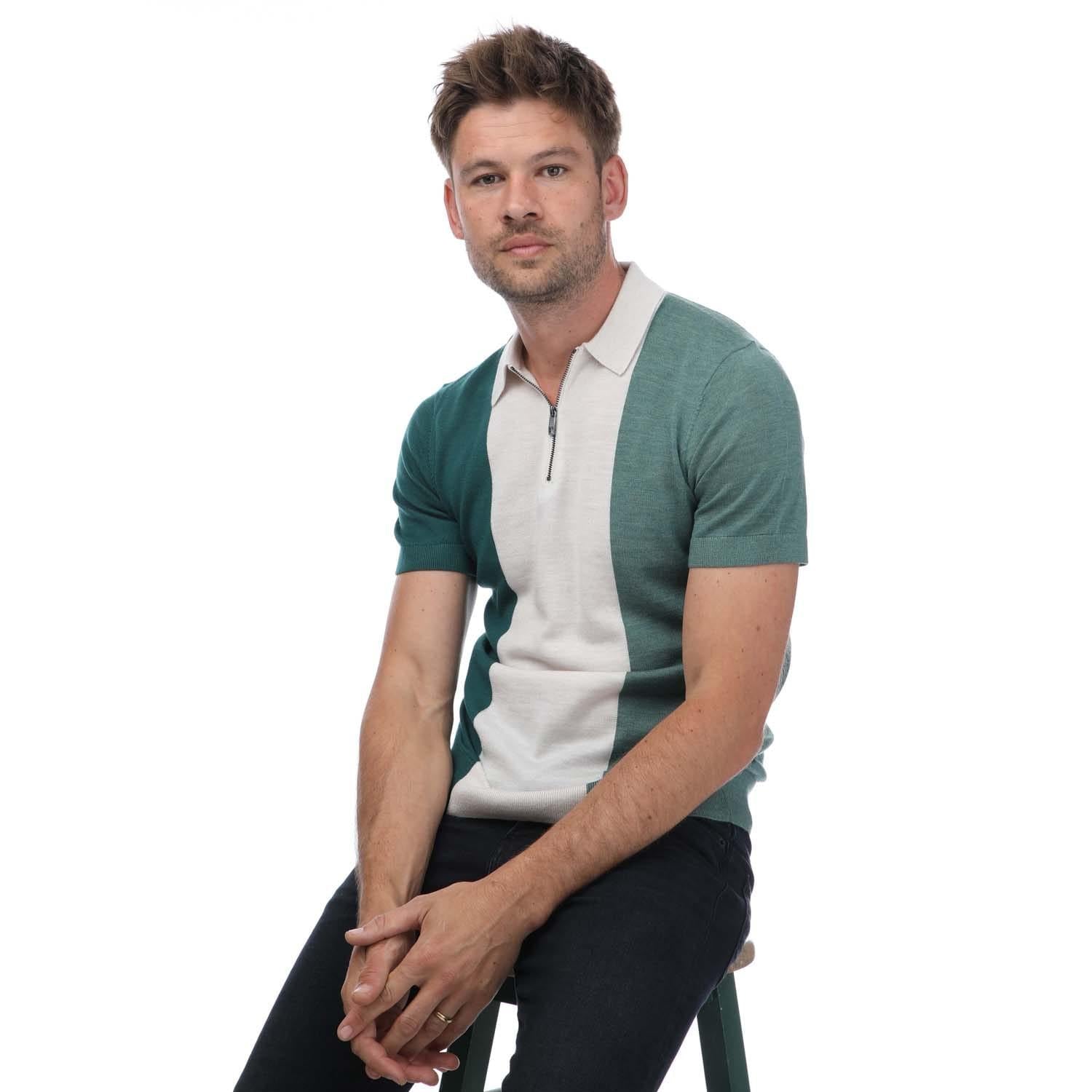 Green - Side - Ted Baker Mens Swansea Merino Wool Polo Shirt