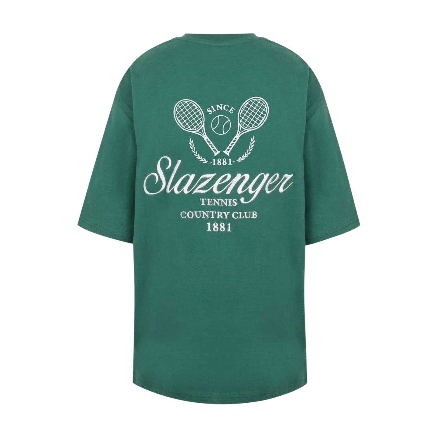 Green - Back - Slazenger Womens-Ladies Embroidered Oversized Tennis T-Shirt