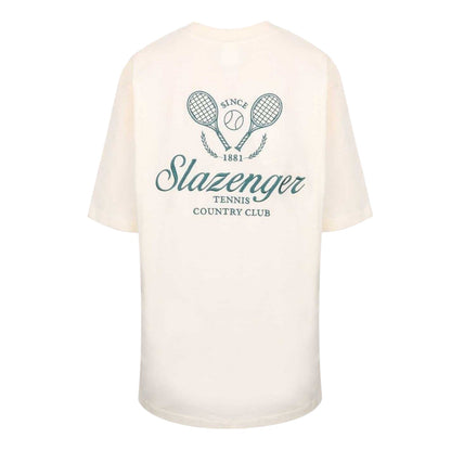 White - Back - Slazenger Womens-Ladies Embroidered Oversized Tennis T-Shirt