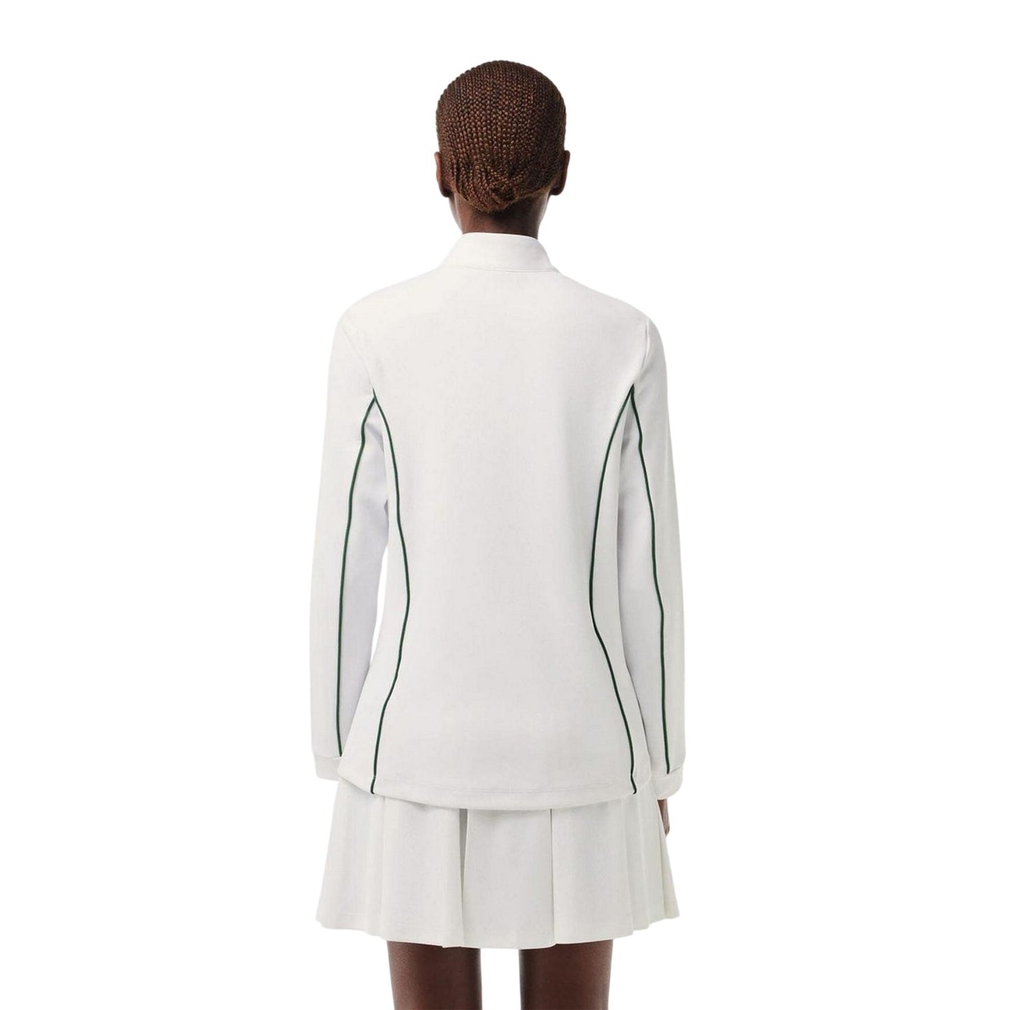 White-Green - Back - Lacoste Womens-Ladies Quarter Zip Tennis Sweatshirt