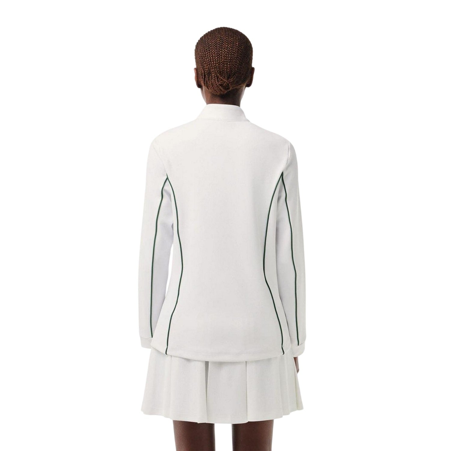 White-Green - Back - Lacoste Womens-Ladies Quarter Zip Tennis Sweatshirt