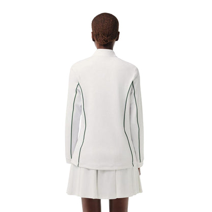 White-Green - Back - Lacoste Womens-Ladies Quarter Zip Tennis Sweatshirt