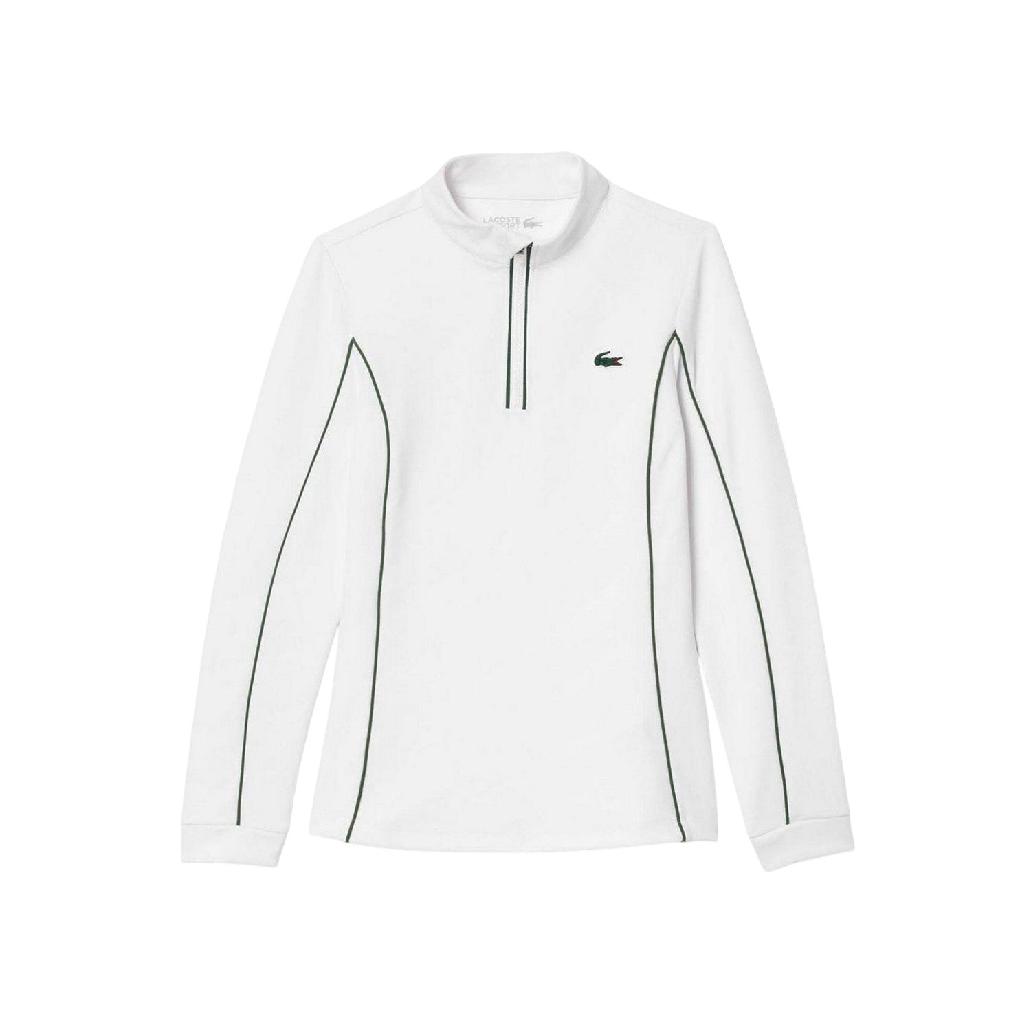 White-Green - Front - Lacoste Womens-Ladies Quarter Zip Tennis Sweatshirt
