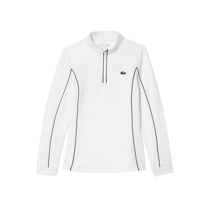 White-Green - Front - Lacoste Womens-Ladies Quarter Zip Tennis Sweatshirt