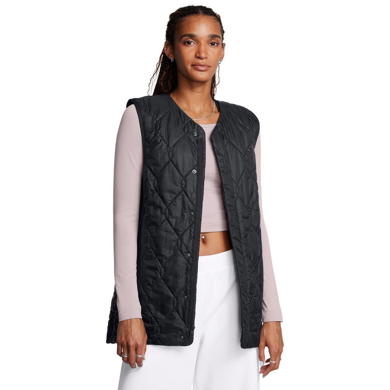Black - Side - Under Armour Womens-Ladies Lightweight Sleeveless Gilet