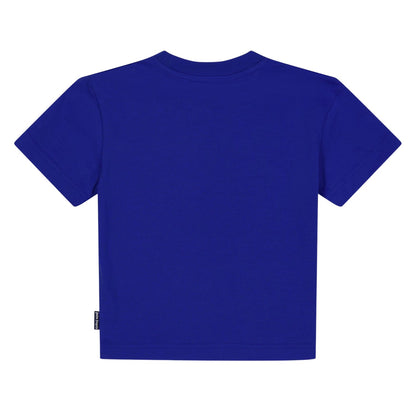 Blue-White - Back - Palm Angels Childrens-Kids Spray Logo T-Shirt