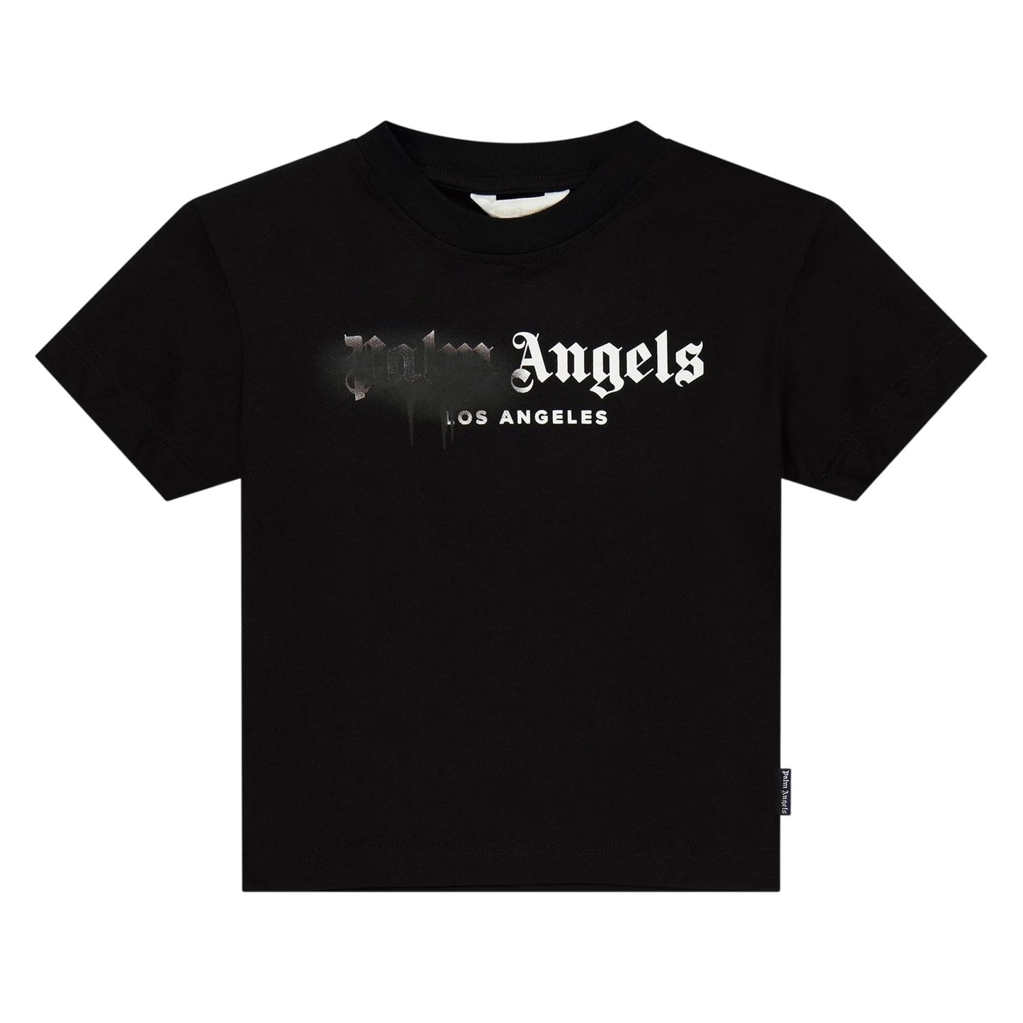 Black-Black - Front - Palm Angels Childrens-Kids Spray Logo T-Shirt