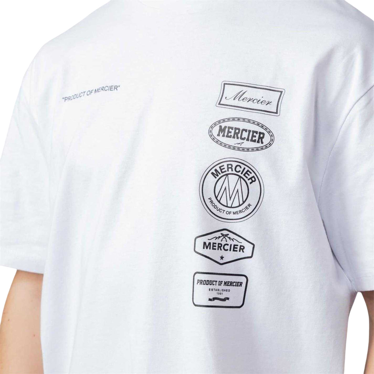 White - Back - Mercier Mens 2.0 Badge Crew Neck Oversized T-Shirt