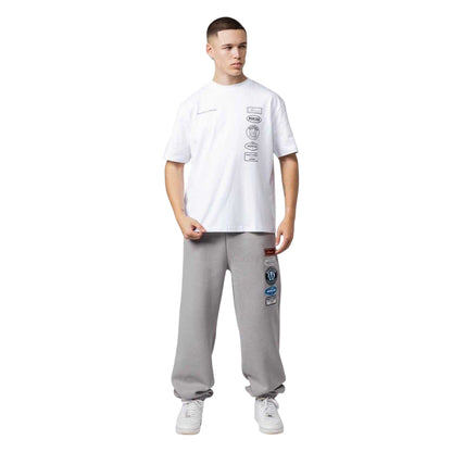 White - Side - Mercier Mens 2.0 Badge Crew Neck Oversized T-Shirt