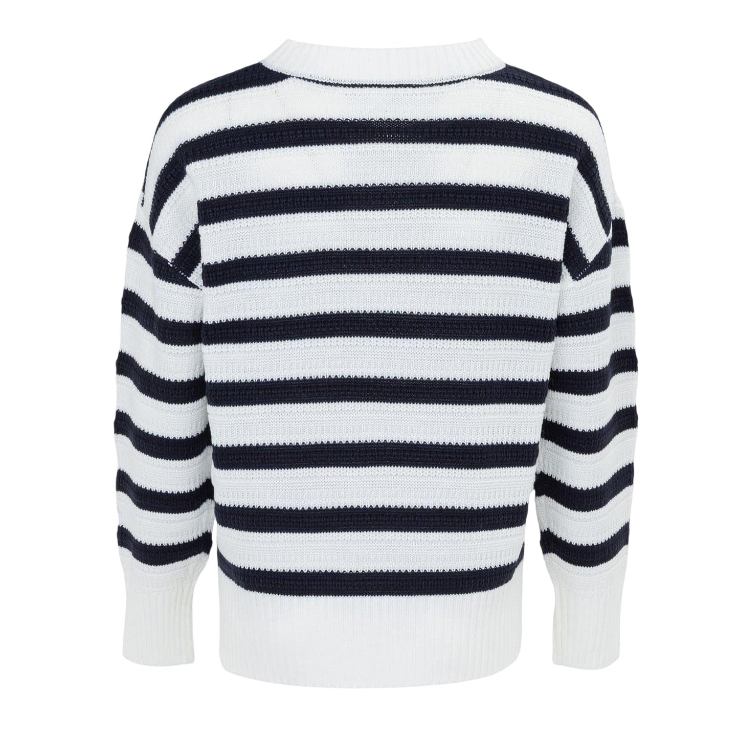 Black-White - Back - Miso Womens-Ladies Stripe Knitted Relaxed Fit Jumper