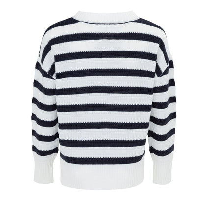 Black-White - Back - Miso Womens-Ladies Stripe Knitted Relaxed Fit Jumper