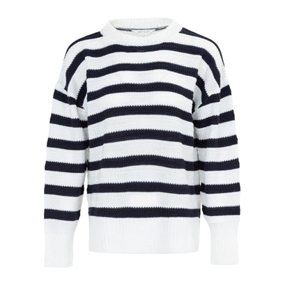 Black-White - Front - Miso Womens-Ladies Stripe Knitted Relaxed Fit Jumper