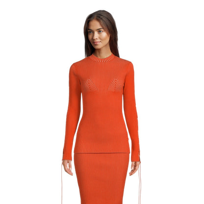 Coral Red - Side - Off White Womens-Ladies Slim Jumper