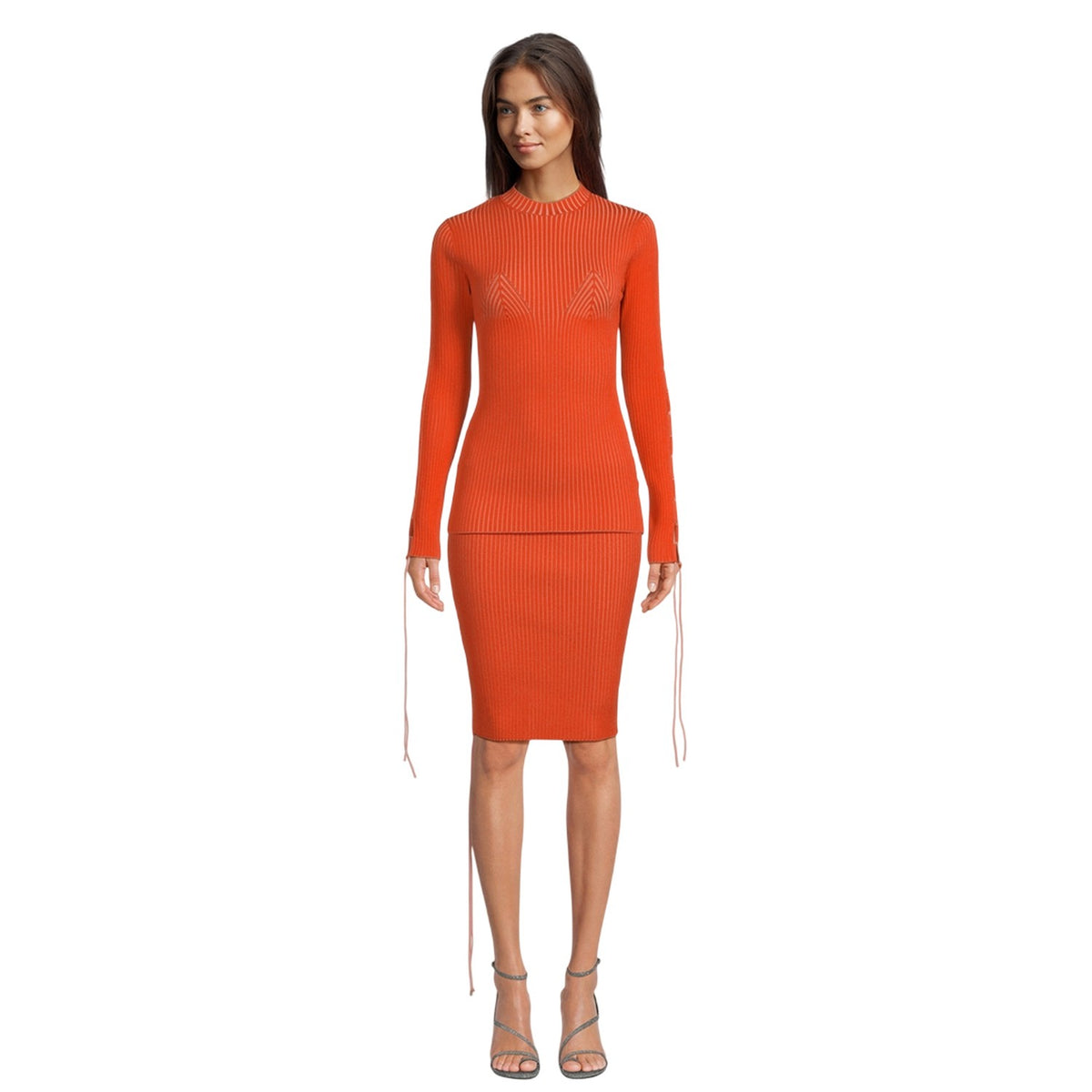 Coral Red - Lifestyle - Off White Womens-Ladies Slim Jumper