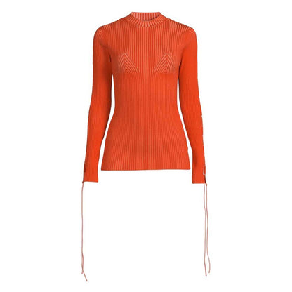Coral Red - Front - Off White Womens-Ladies Slim Jumper