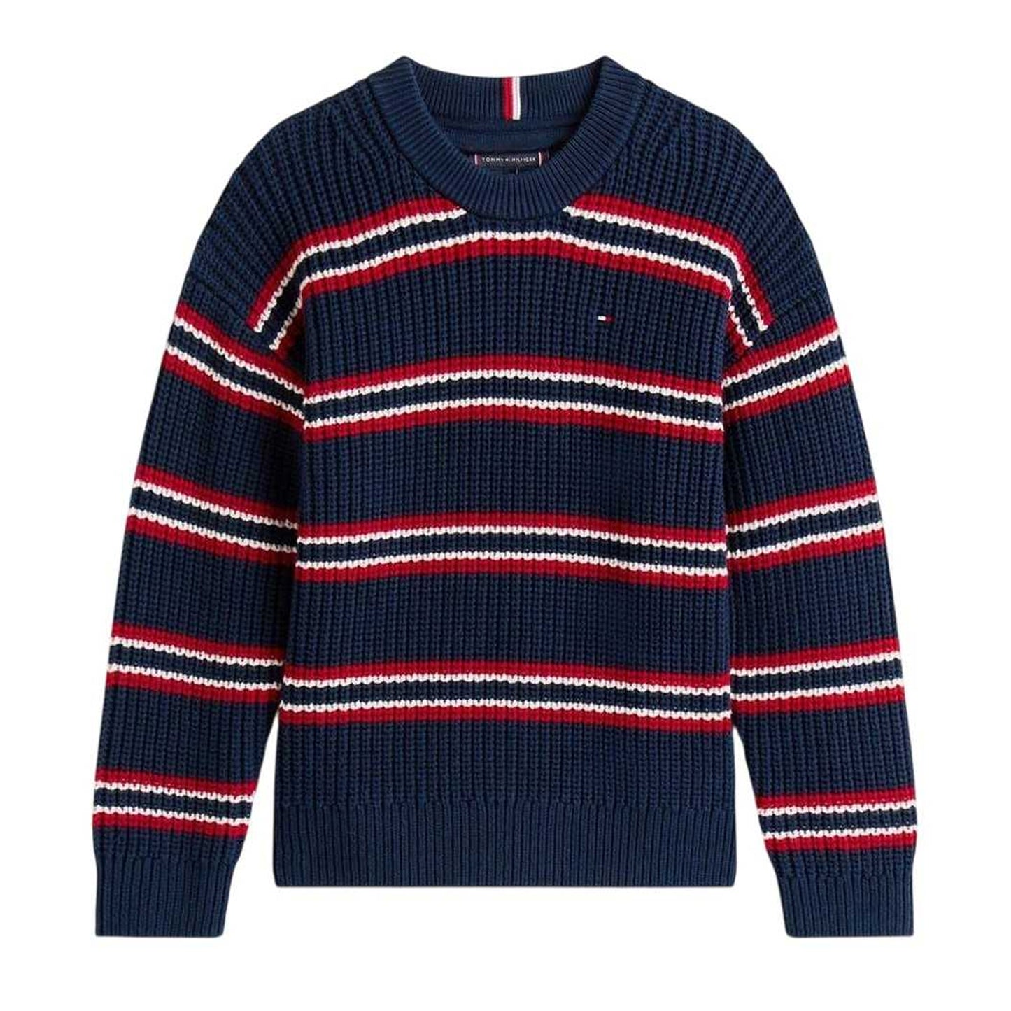 Navy-Multicoloured - Front - Tommy Hilfiger Childrens-Kids Knitted Sweater Top