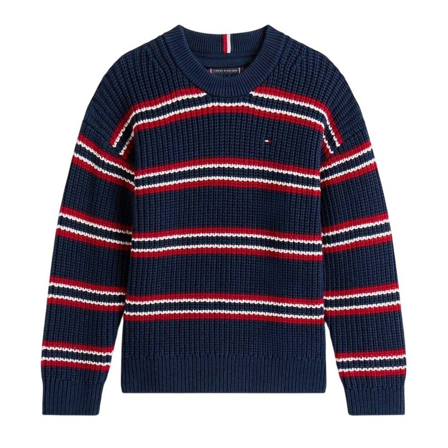 Navy-Multicoloured - Front - Tommy Hilfiger Childrens-Kids Knitted Sweater Top
