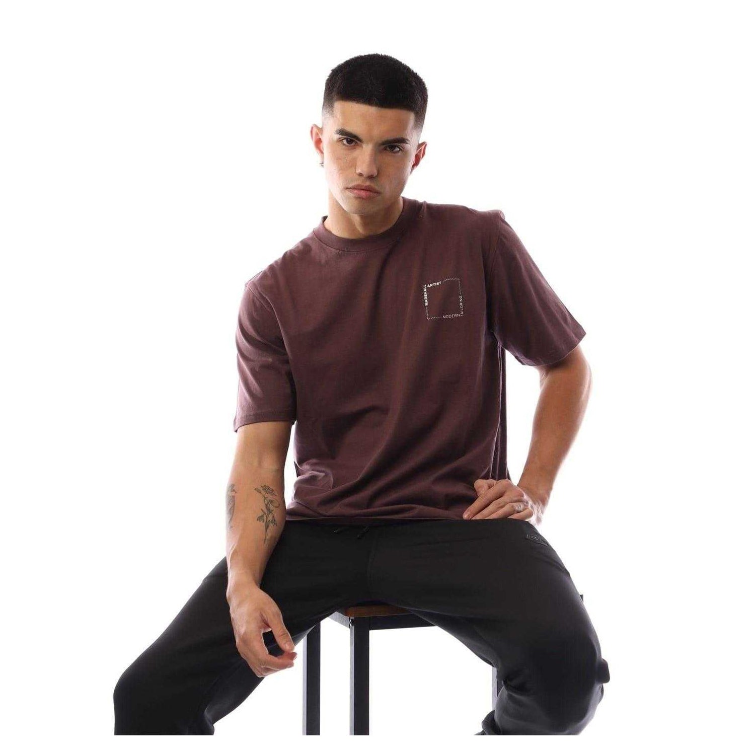 Fig - Side - Marshall Artist Mens Chevron Logo T-Shirt