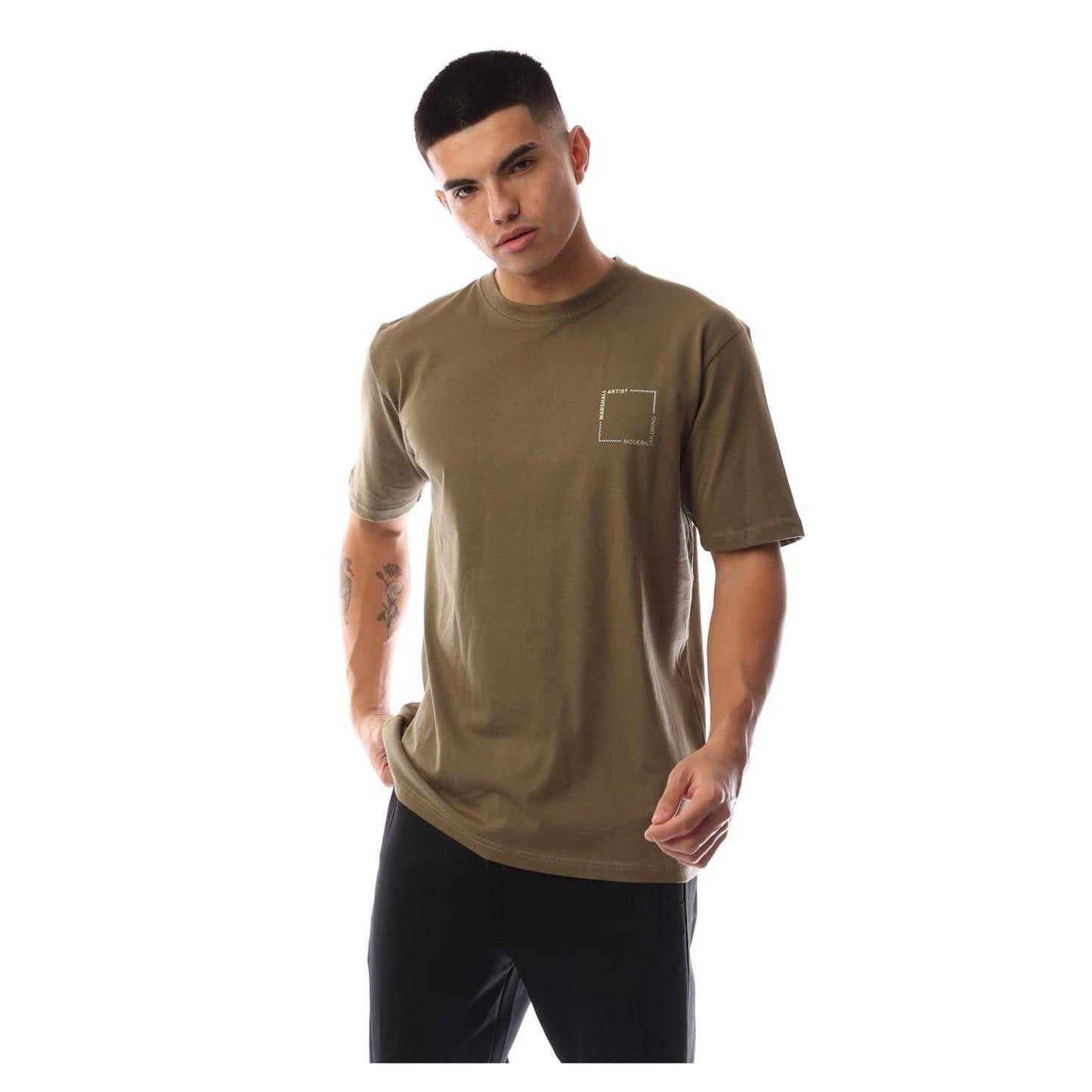 Khaki - Front - Marshall Artist Mens Chevron Logo T-Shirt