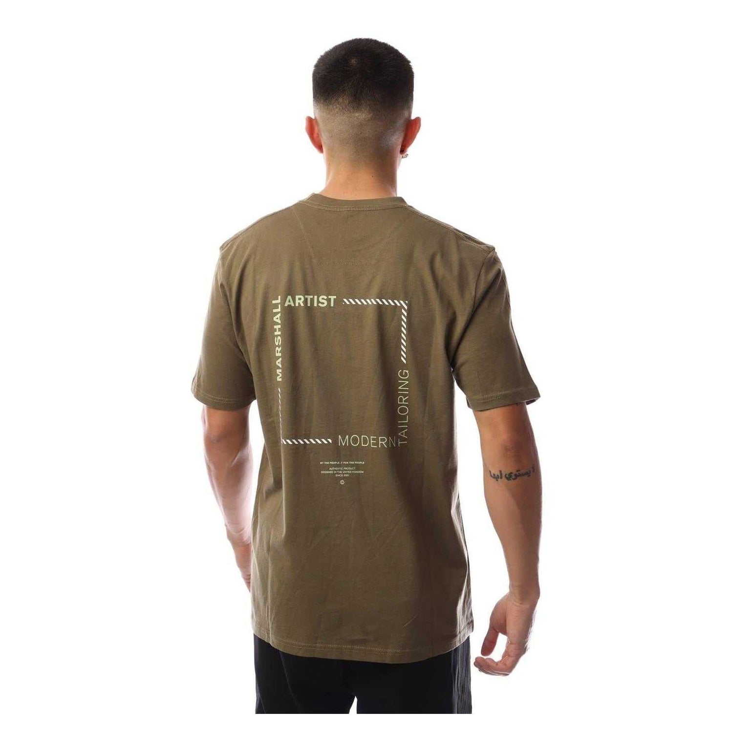 Khaki - Back - Marshall Artist Mens Chevron Logo T-Shirt