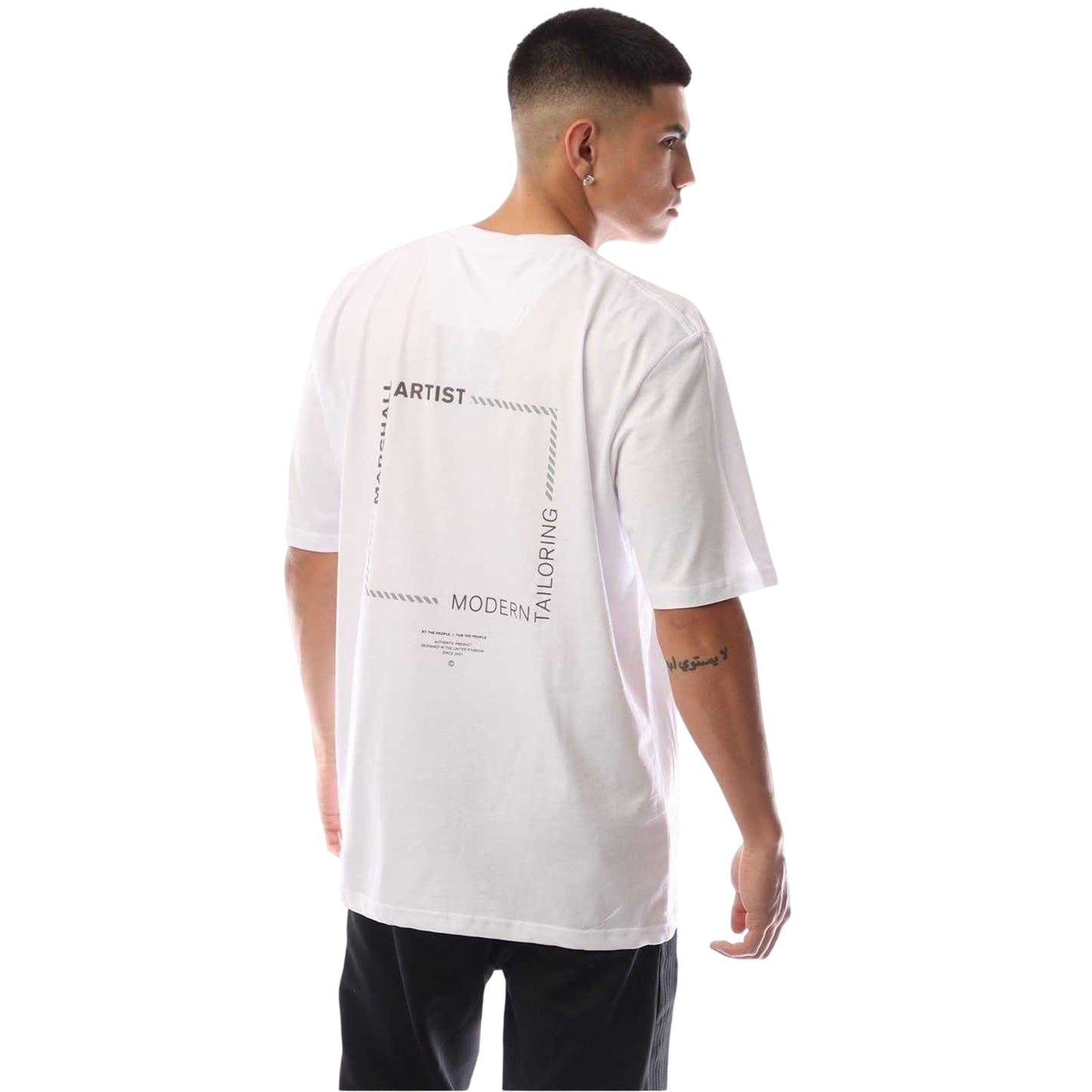 White - Back - Marshall Artist Mens Chevron Logo T-Shirt