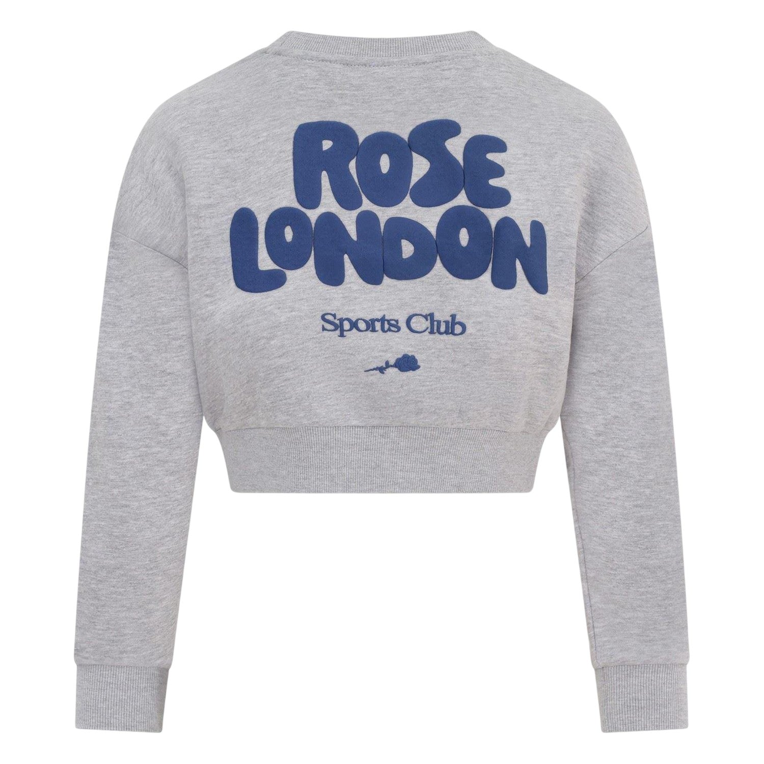 Grey Marl - Back - Rose London Girls Back Print Crop Sweatshirt