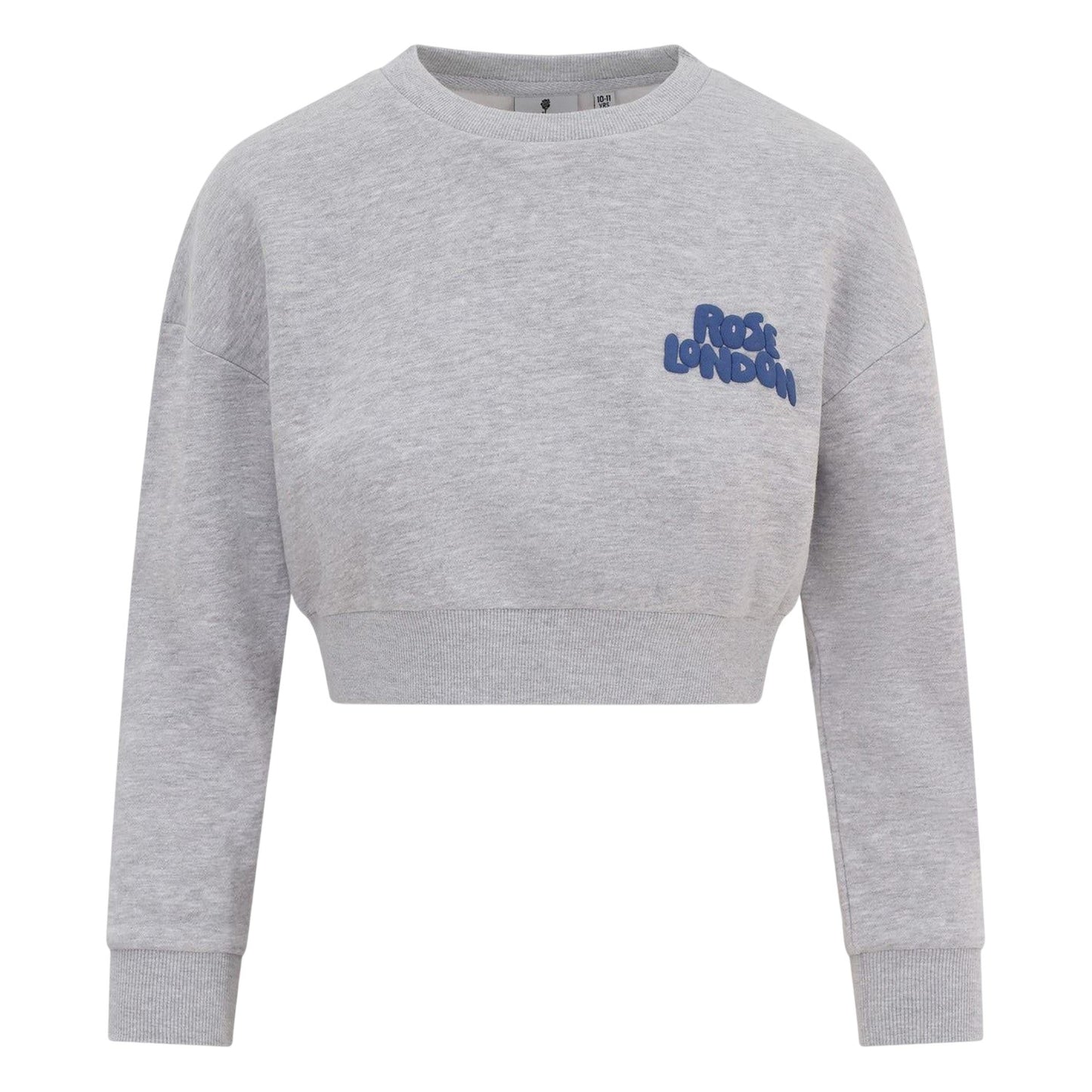 Grey Marl - Front - Rose London Girls Back Print Crop Sweatshirt