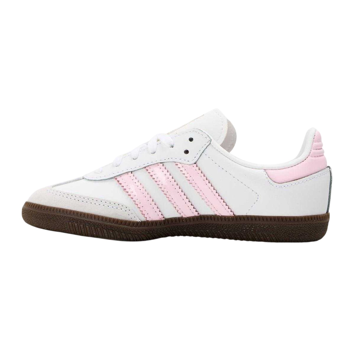 White-Pink - Back - Adidas Childrens-Kids Samba OG Leather Trainers