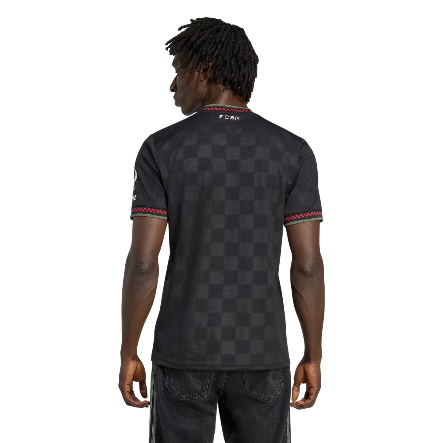 Black - Back - Adidas Childrens-Kids Bayern Munich Checkerboard Football Shirt